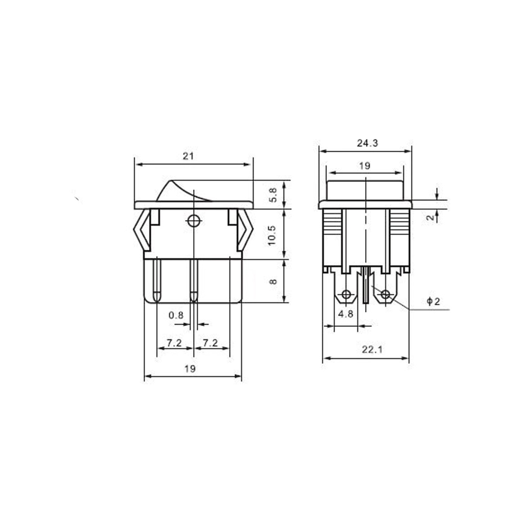 Công tắc bập bênh 4 chân 2 vị trí KCD5-201