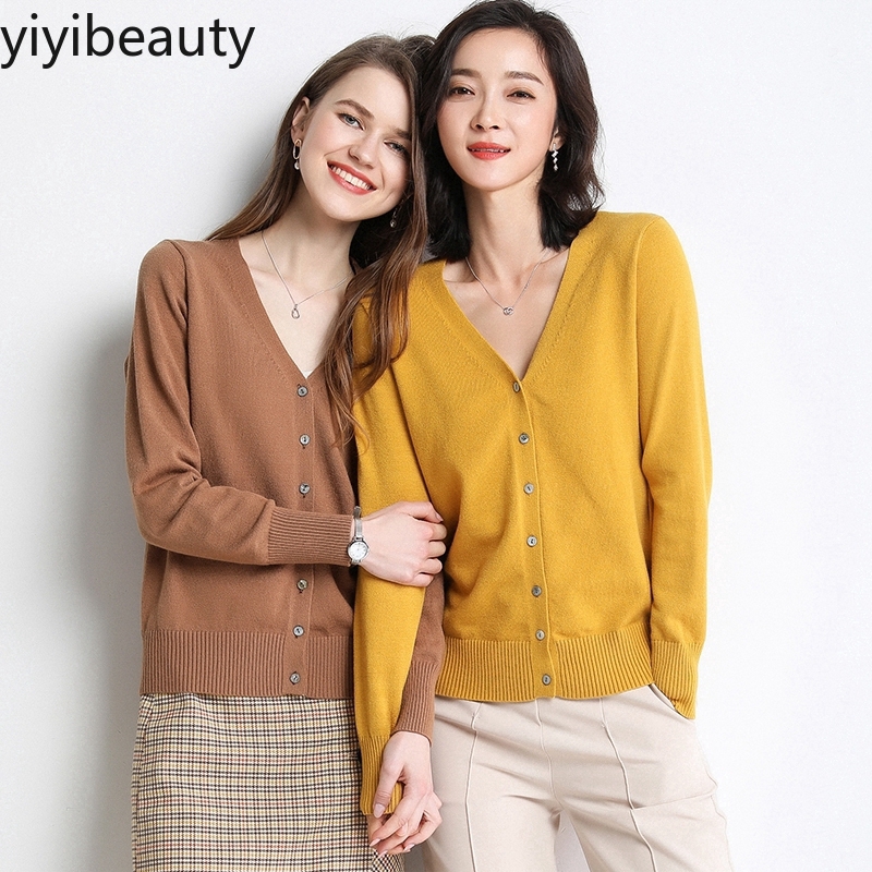  Áo khoác len cardigan cổ chữ V form rộng mẫu 2019 trẻ trung thời trang cho nữ