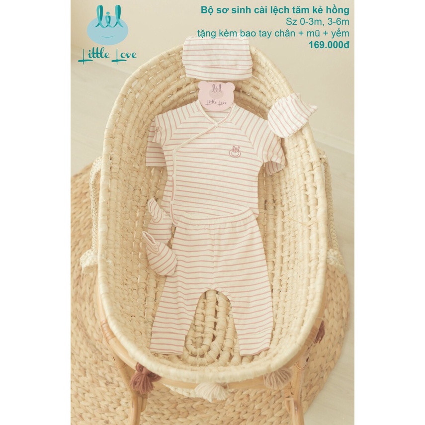 [CHÍNH HÃNG] Bộ sơ sinh cài lệch vải tăm Little Love