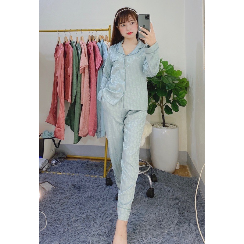 Bộ Pijama Mặc Ở Nhà - Bộ Lụa Gấm Dài Tay Họa Tiết Đẹp | BigBuy360 - bigbuy360.vn