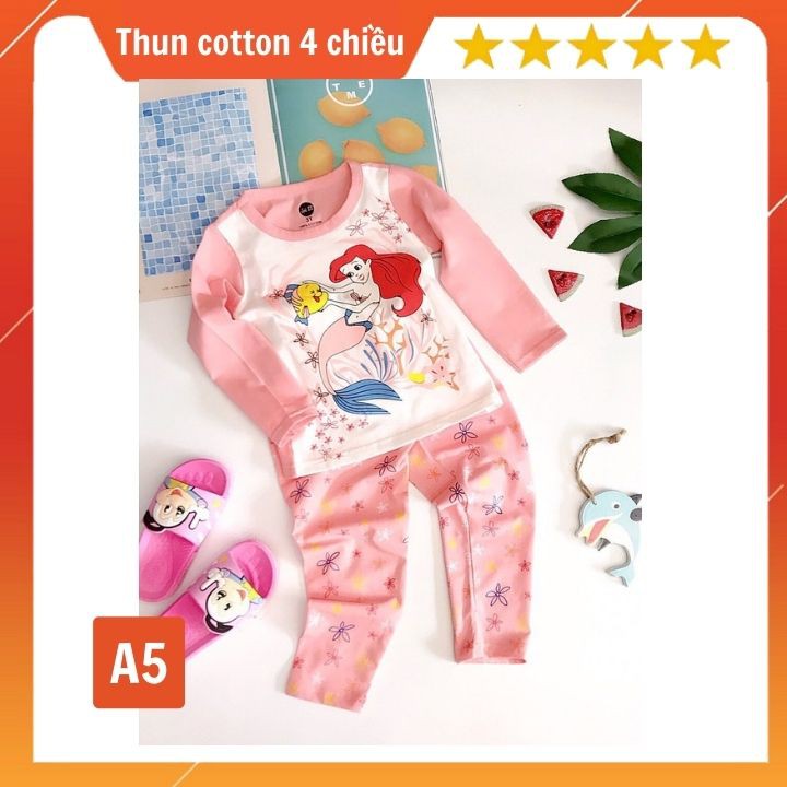 Đồ bộ dài tay cho bé gái hình Pony - Elsa - nàng tiên cá - Chất thun cotton - Tomchuakids