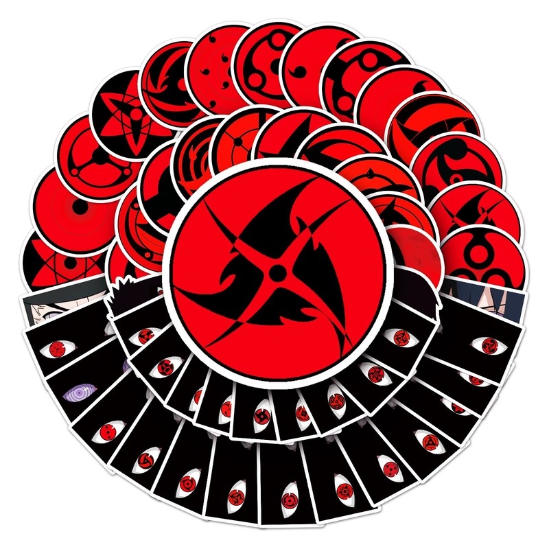 Z & M❀ Hình Dán NARUTO Sharingan ❀ Bộ 50 Miếng Dán Chống Thấm Nước Hình Anime Dễ Thương