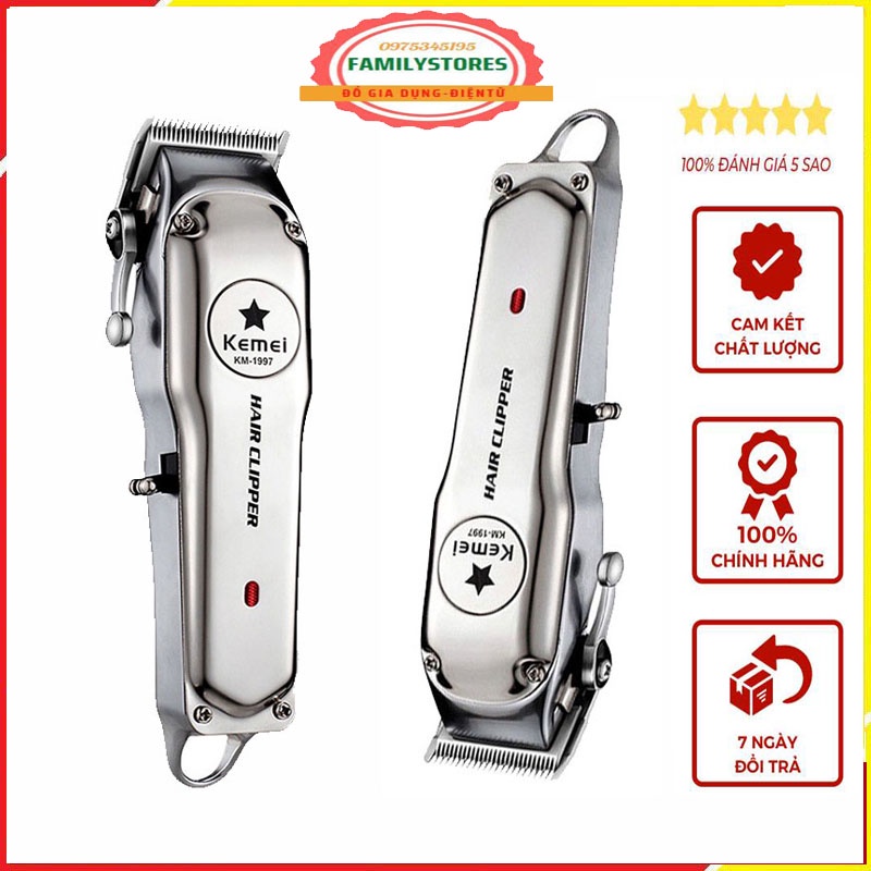 Tông Đơ Cắt Tóc Kemei KM-1997 Không Dây Cao Cấp Thân Kim Loại Chuyên Dụng Dành Cho Thợ Cắt Tóc