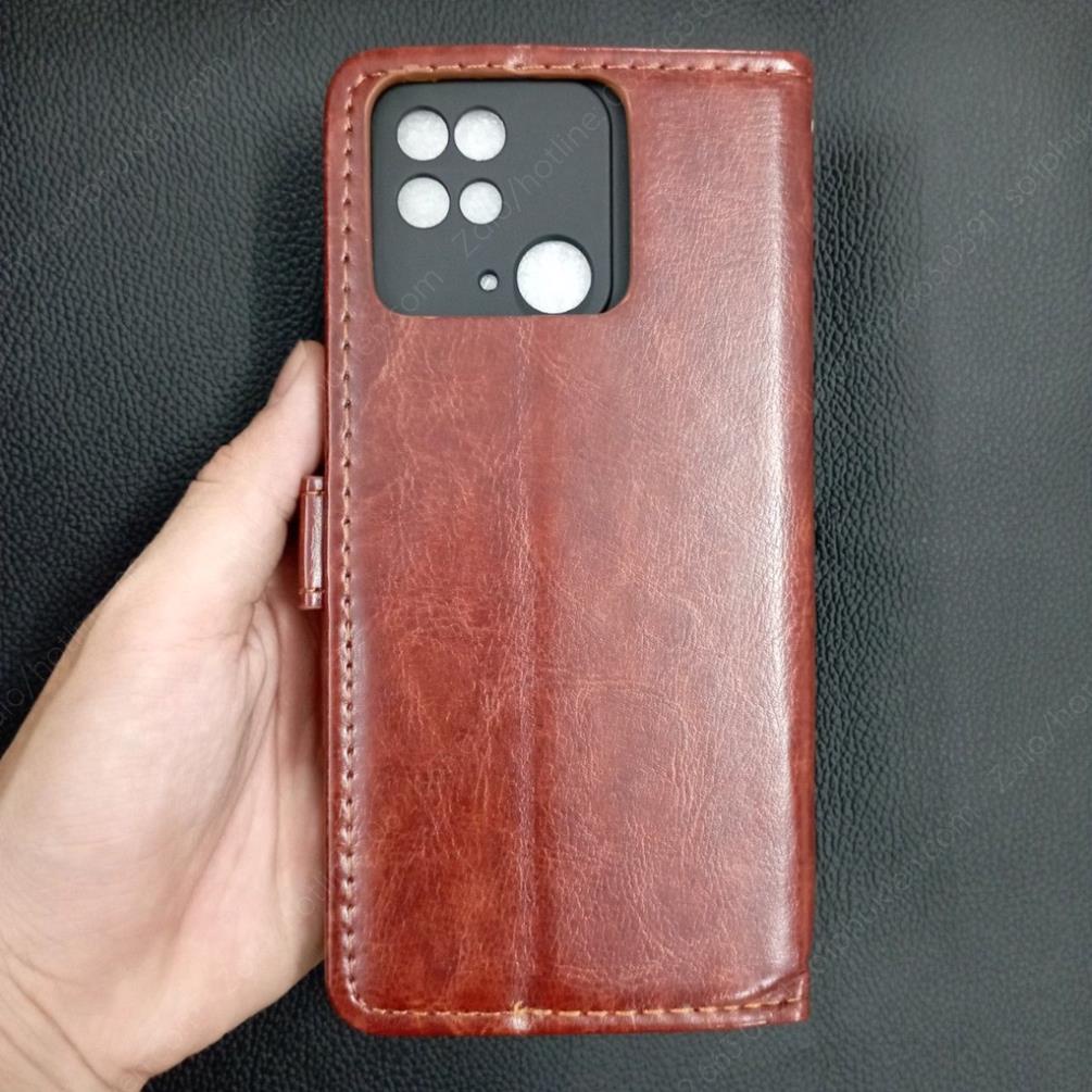 Bao da  Xiaomi Redmi 10C / Poco C40 có ngăn đựng thẻ, chống xem phim, chất da mịn, sang trọng bền đẹp