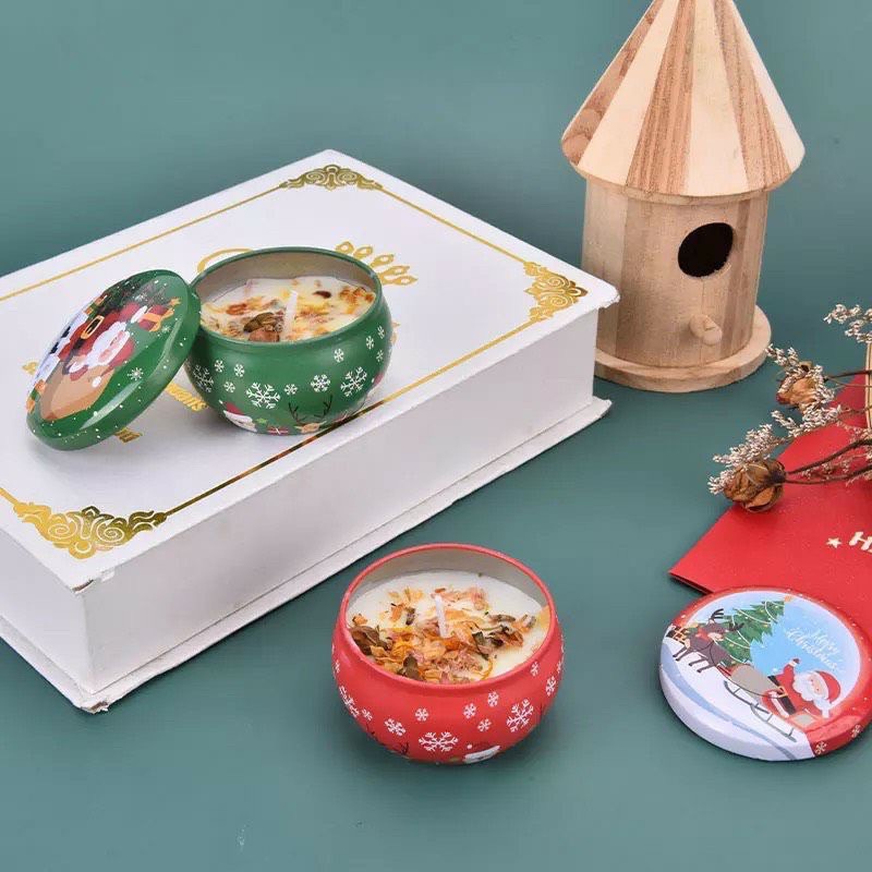 Nến Thơm Noel, Sáp Thơm Đốt Trong Phòng Hương Hoa Thiên Nhiên Phong Cách Giáng Sinh Dễ Thương,