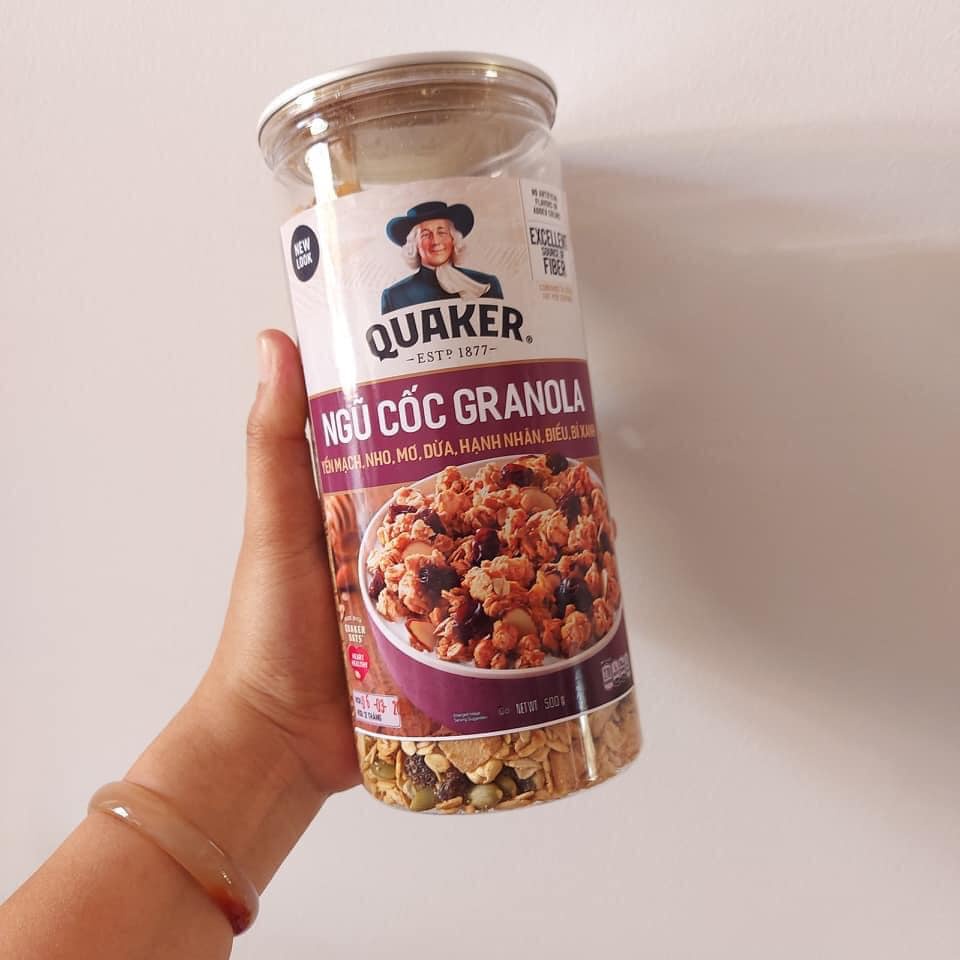 NGŨ CỐC GRANOLA ÔNG GIÀ QUAKER SIMPLY GRANOLA 500gr- Ngũ cốc ăn kiêng Mỹ, ăn liền thơm ngon, mix loại hạt và mật