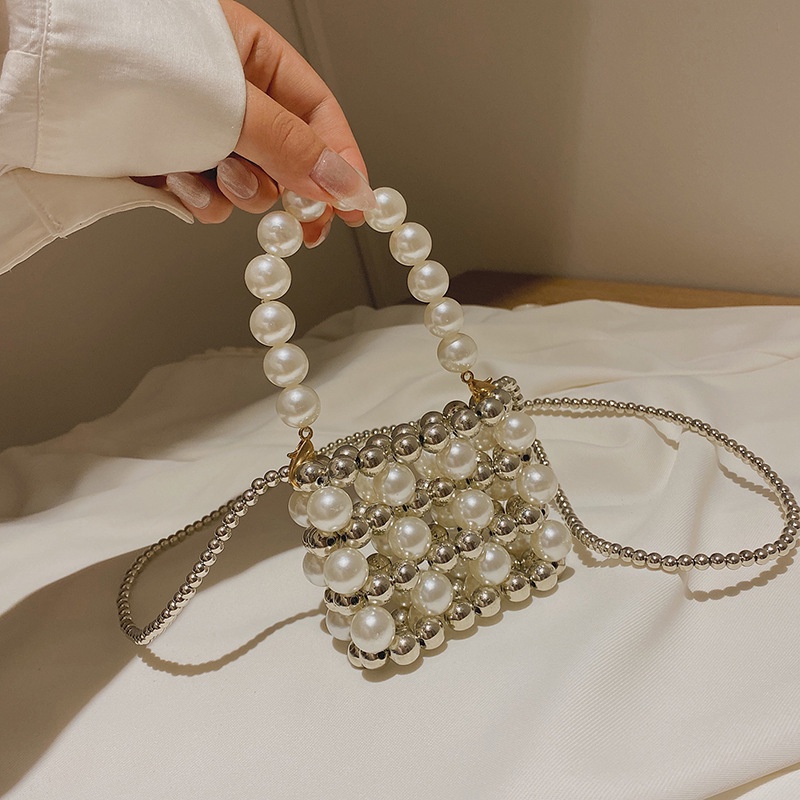 Túi Đeo Chéo Mini Dáng Vuông Đính Hạt Thời Trang Hàn Quốc 2021