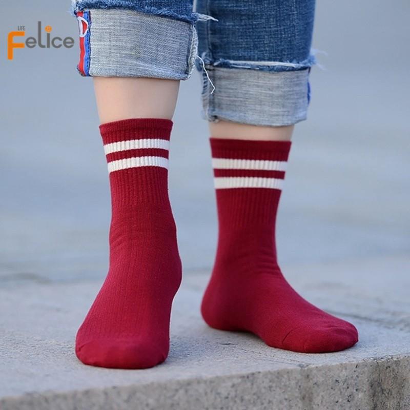 Tất cotton thể thao kẻ sọc cho nữ