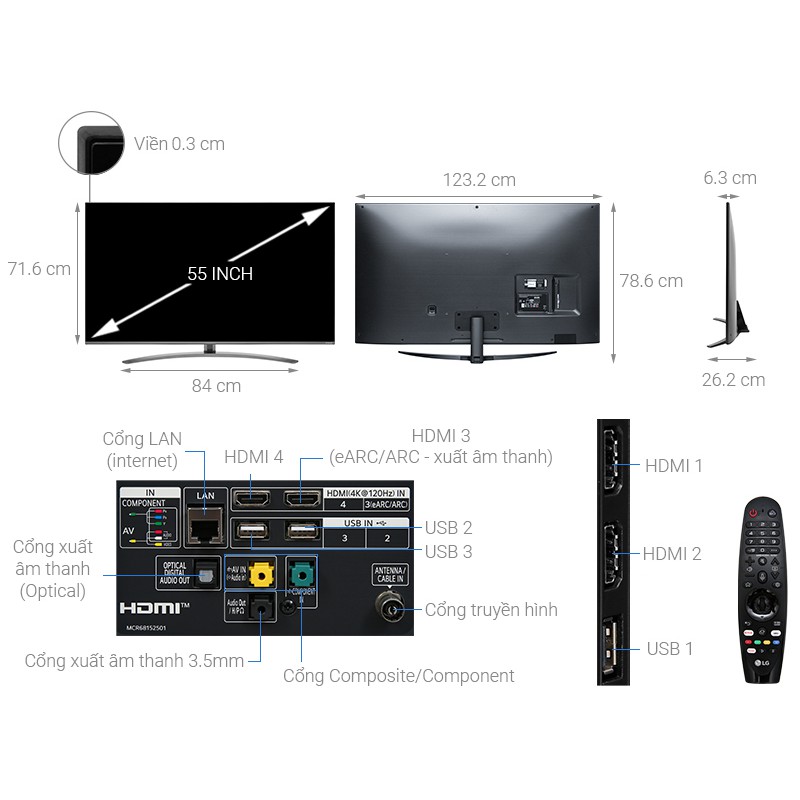 55NANO86TNA - MIỄN PHÍ CÔNG LẮP MÁY - Smart Tivi NanoCell LG 4K 55 inch 55NANO86TNA Mới 2020