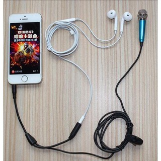 micro mini hát karaoke kèm tai nghe cho điện thoại