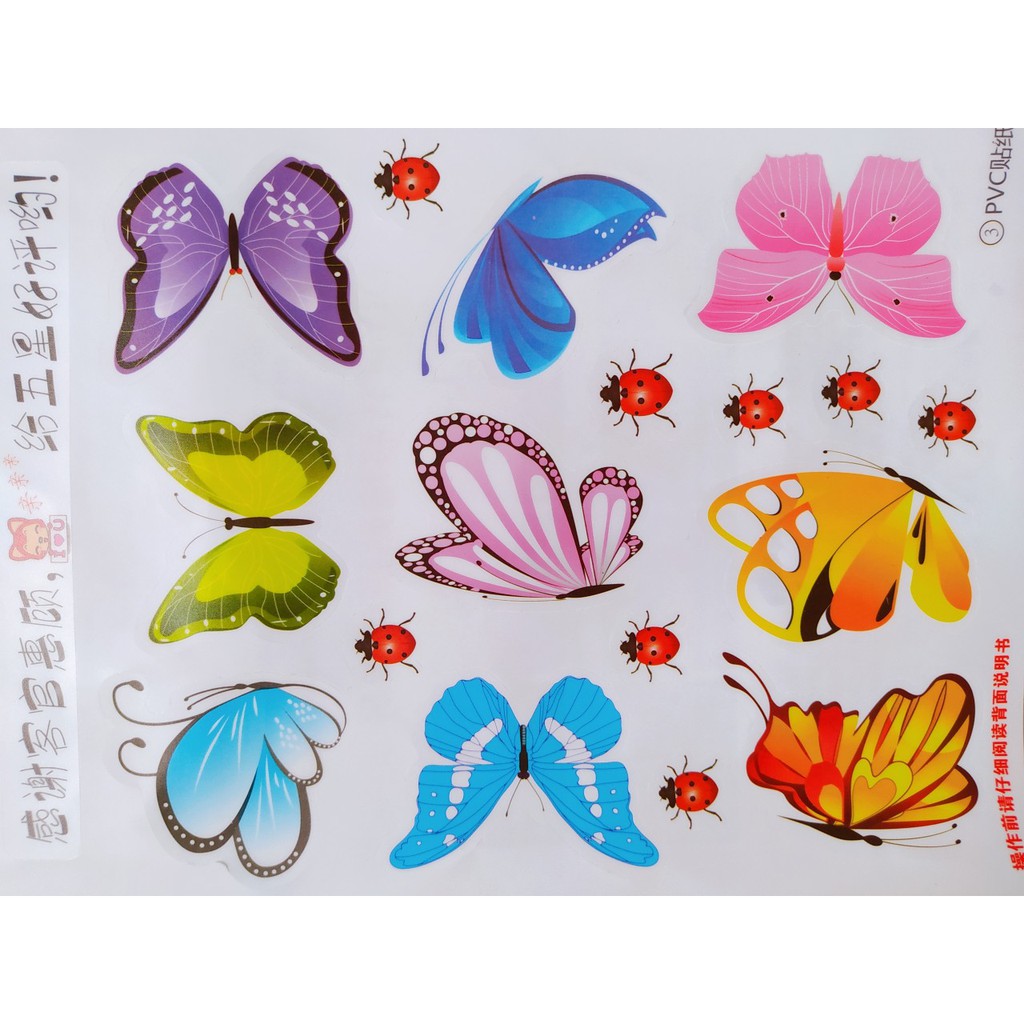Bộ 9 Sticker con bướm dán kính dán tường trang trí