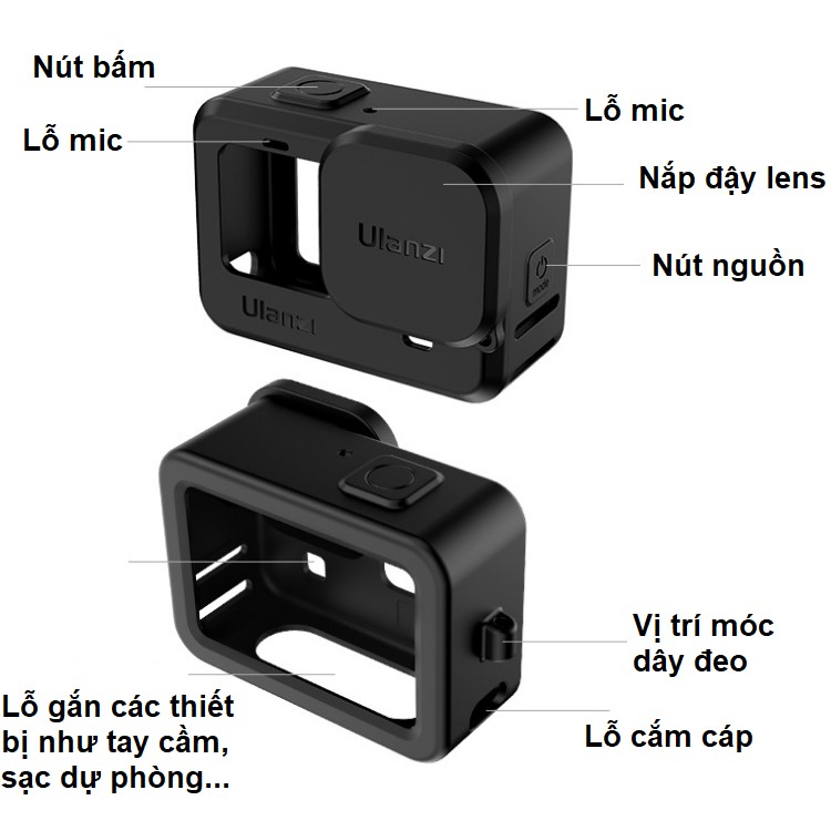 Case gopro 9 bằng silicon bảo vệ máy quay hành động gopro hero