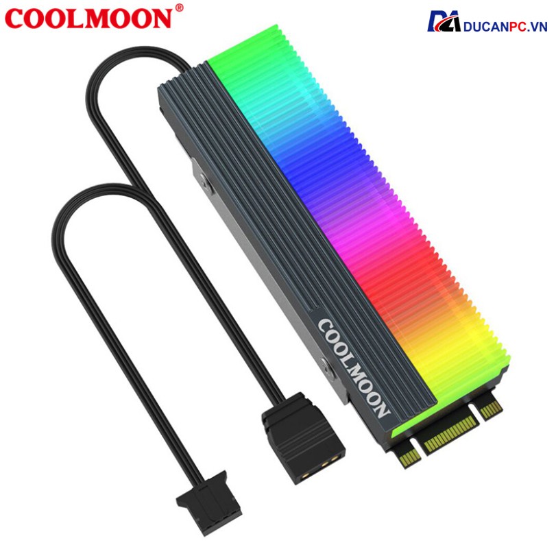 Tản Nhiệt SSD M2 Led RGB Coolmoon - Hỗ Trợ Đồng Bộ Hub Coolmoon và Mainboard