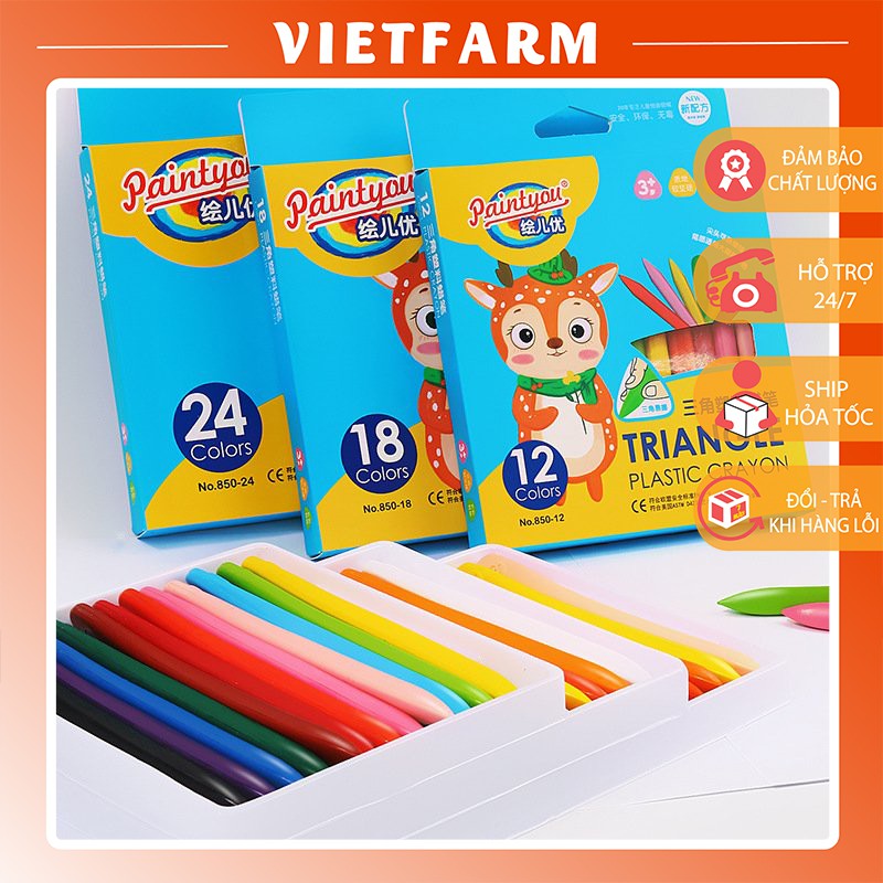 Bộ 24 Bút Sáp Màu - Màu Hữu Cơ Cho Bé Tập Vẽ - Cao Cấp Tự Nhiên An Toàn - Vietfarm