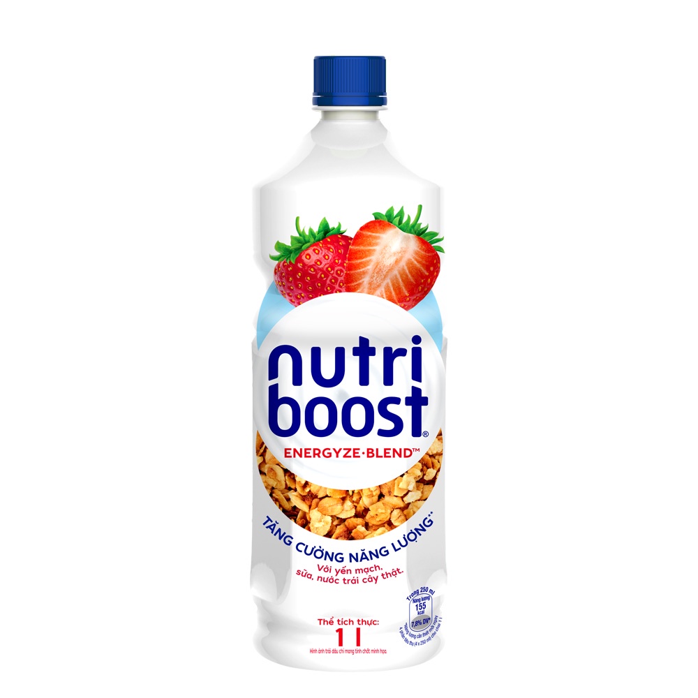 Nước uống sữa trái cây dâu yến mạch Nutri Boost 1L