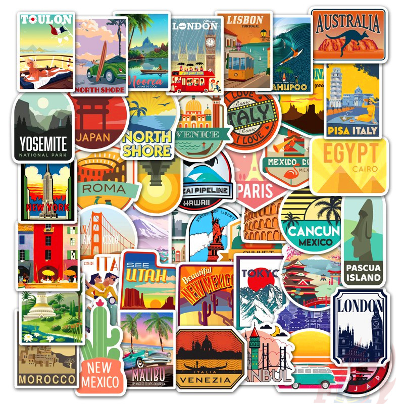 ❉ Famous Tourist City Travel Landscape Stickers ❉ 50Pcs/Set DIY Fashion Decals Doodle Stickers