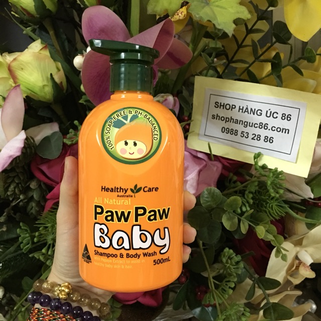 Sữa tắm gội cho bé Healthy Care Pawpaw 500ml