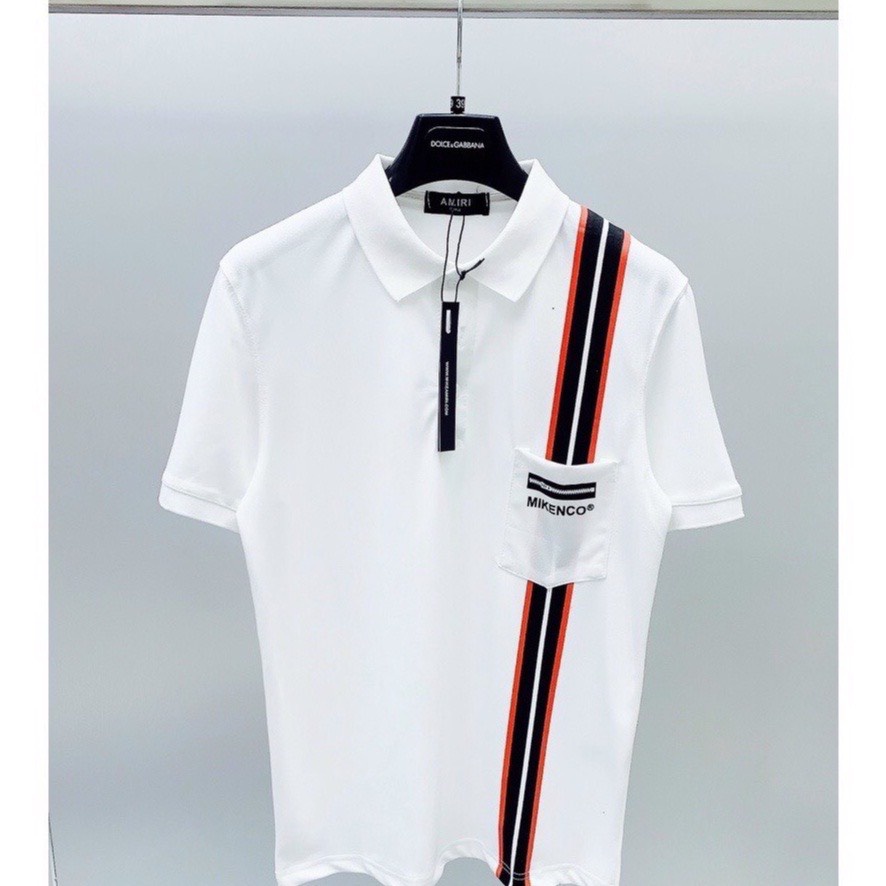 Áo Thun Polo Nam Nữ Phối Kẻ Sọc Trẻ Trung Túi Khóa Thời Trang 100%Cotton Mát Mịn Thấm Hút Mồ Hôi.