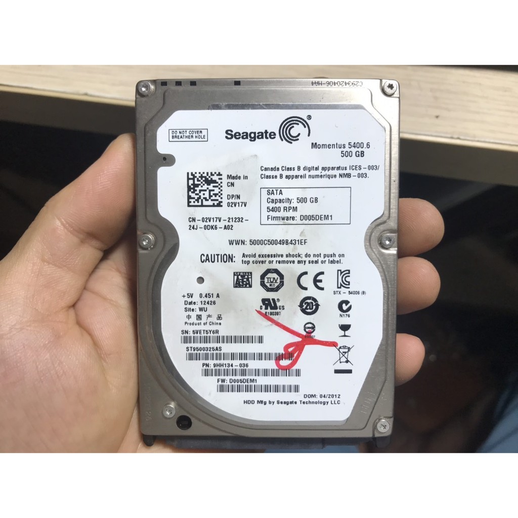 ổ cứng cho laptop Seagate 500GB 5400RPM sata 3GB/s 2.5 " inch 9mm hdd 100% Good ST9500325AS