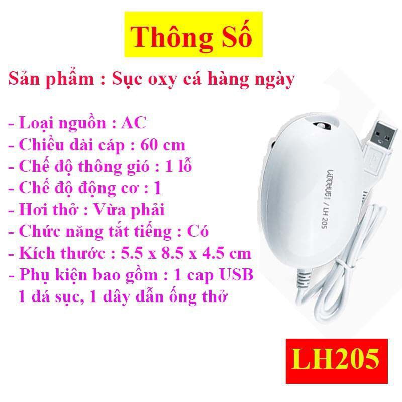 Máy sủi khí ❤️ FREESHIP ❤️ Máy sục,oxy hồ cá,sục khí bể cá  cao cấp LH205