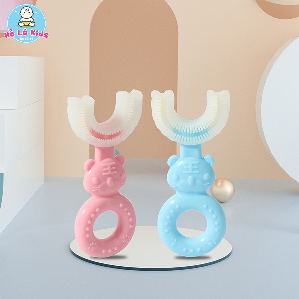 Bàn chải gấu đánh răng cho bé chữ U bằng silicon mềm mại cho bé từ 2-12 tuổi đáng yêu Hồ Lô Kids
