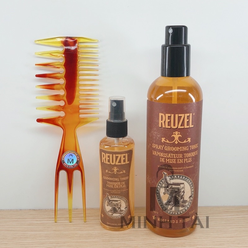 Dưỡng Tóc, Tạo Phồng Chai Xịt REUZEL Grooming Tonic 355ml - Hàng Chính Hãng + Lược Chải Tóc Texture