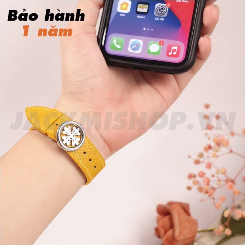 [DÂY DA THẬT] DÂY DA BÊ EPSOM MAY TAY THỦ CÔNG MÀU VÀNG KHÓA PATEK CHO APPLE WATCH SERIES 1=&gt;6 (BẢO HÀNH 1 NĂM)