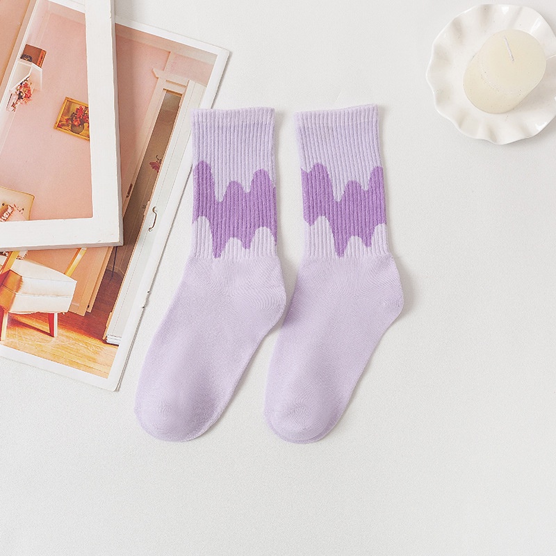 Vớ CUTEBYTE cổ trung họa tiết que kem dễ thương thoải mái thời trang xuân thu cho nữ