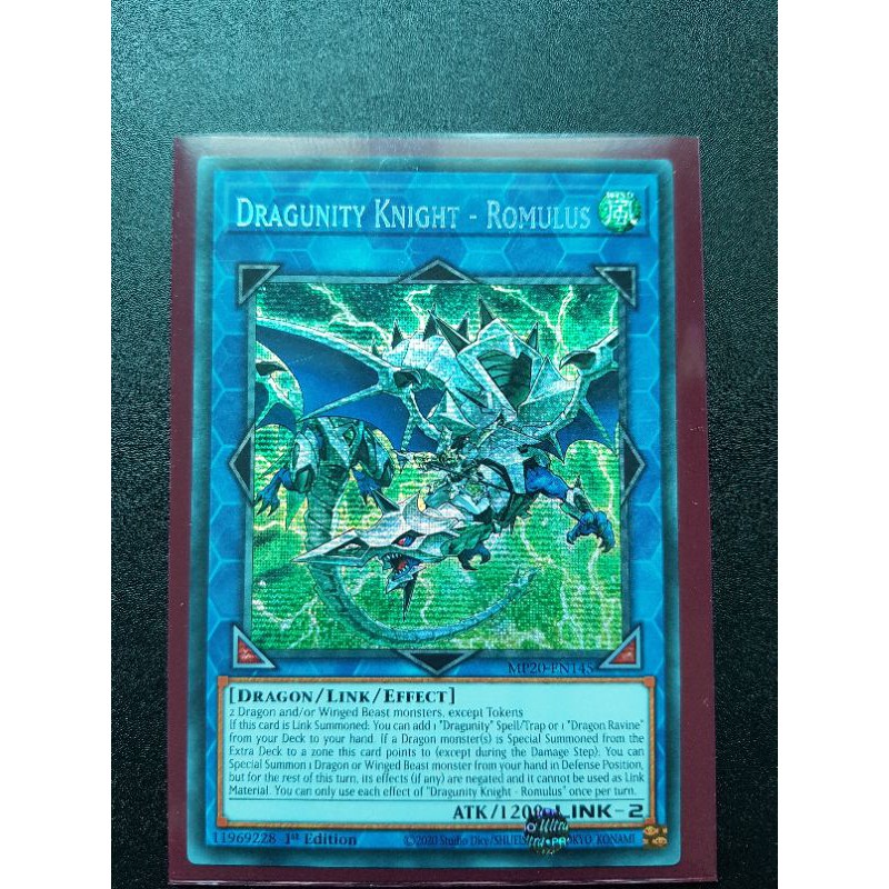 Lá bài Dragunity Knight - Romulus - MP20-EN145 - Prismatic Secret Rare1st UK