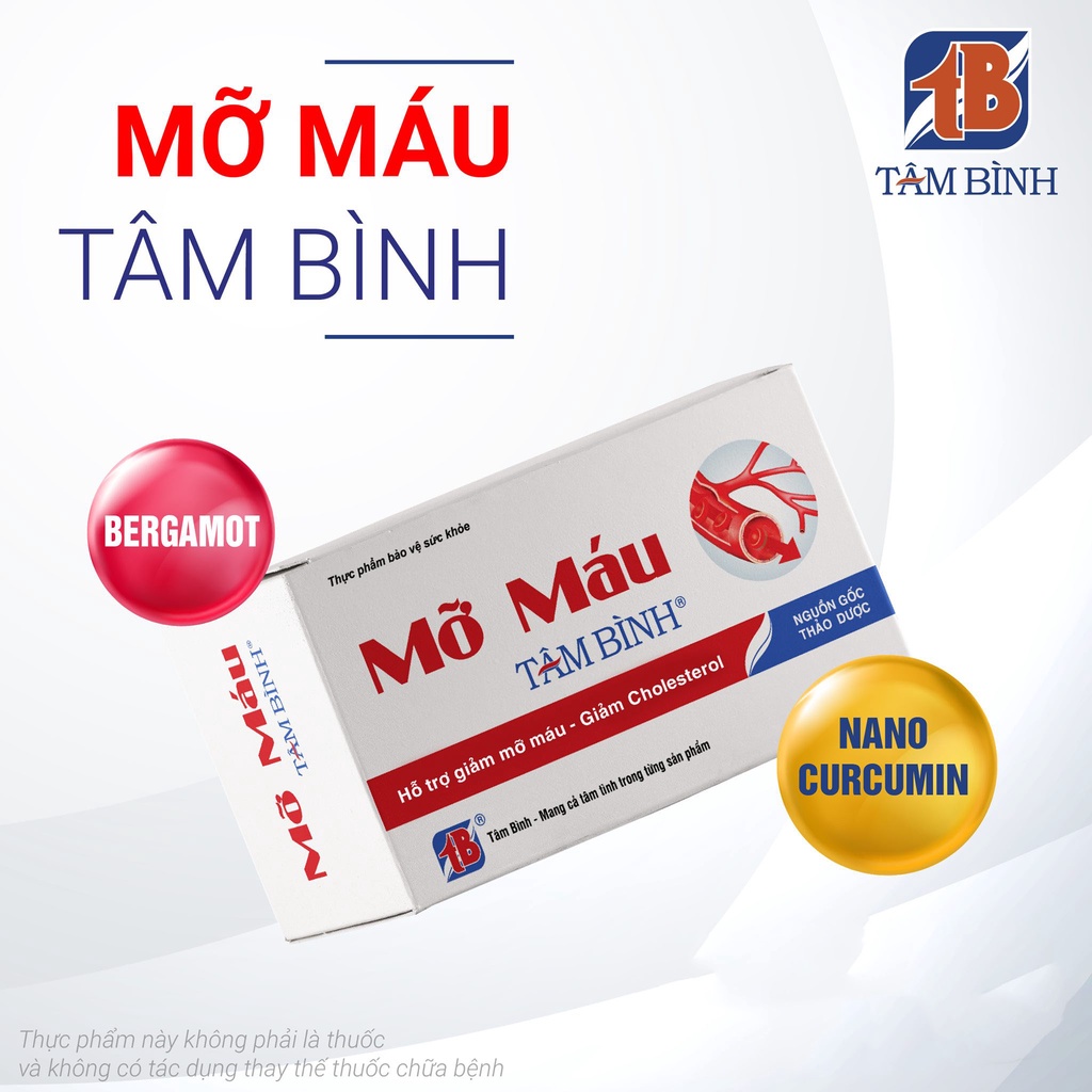 MỠ MÁU TÂM BÌNH – Hỗ trợ giảm mỡ máu, giảm nguy cơ xơ vữa mạch máu, bảo vệ gan, giảm mỡ gan