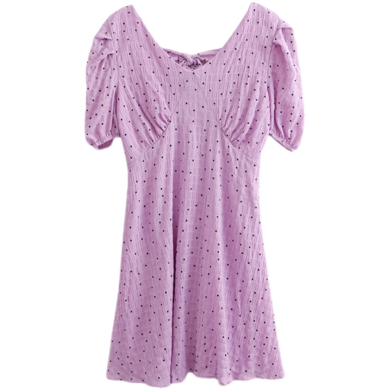 Đầm Cổ Chữ V Họa Tiết Chấm Bi 44932