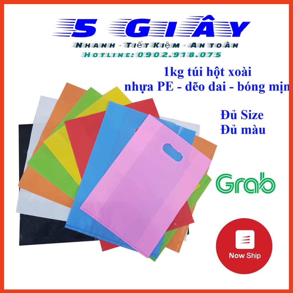 [1kg túi hột xoài PE – đủ màu – đủ size] Chất liệu nhựa PE bóng mịn – dẽo dai – Giá xưởng – 5 Giây