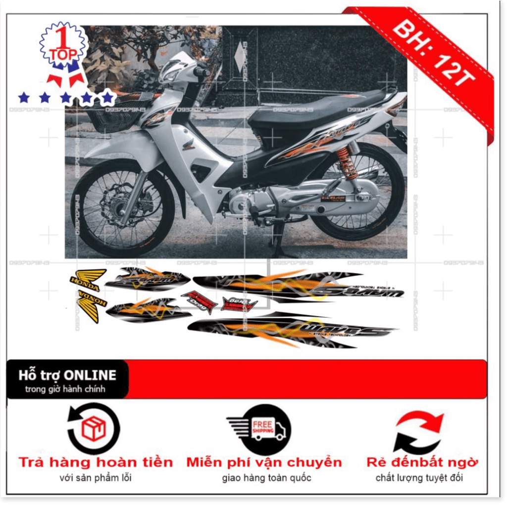 ( Quí khách vui lòng mang ra tiệm cho thợ dán ) Tem wave a 2016 lăng quăng trắng