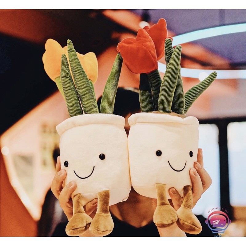 Chậu cây hoa tuplip bông tulip nhồi bông siêu xinh mềm mại