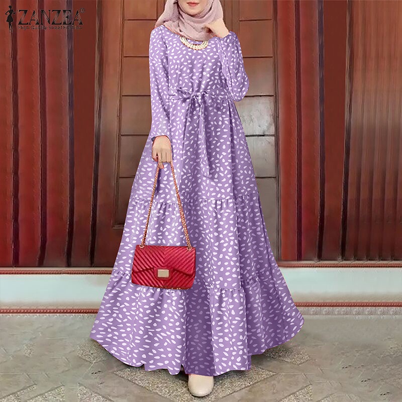Zanzea Đầm Dài Tay Không Đối Xứng Phong Cách Hồi Giáo Thời Trang Cho Nữ