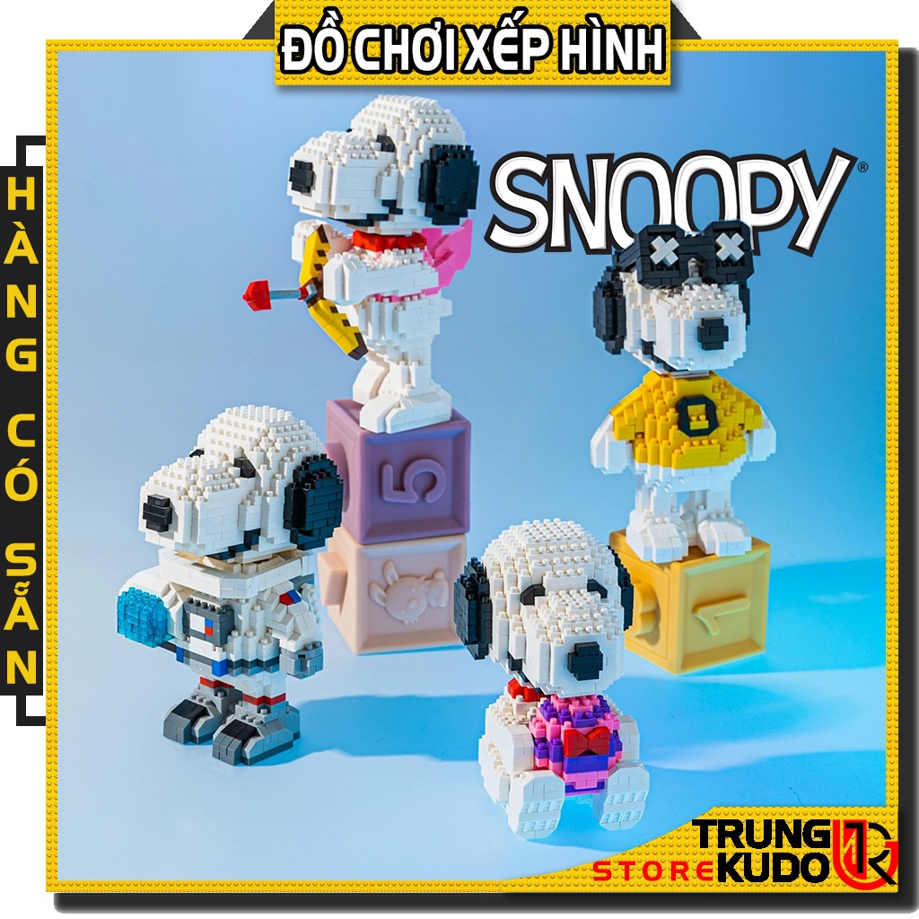 Mô hình Snoopy dạng Đồ chơi xếp hình chó Snoopy thần tình yêu làm quà tặng, đồ decor
