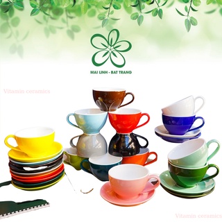 Ly cafe Bát Tràng 220ml - Cốc Sứ- Bộ tách trà cao cấp - Cappuccino Nhật - Vitaminceramics
