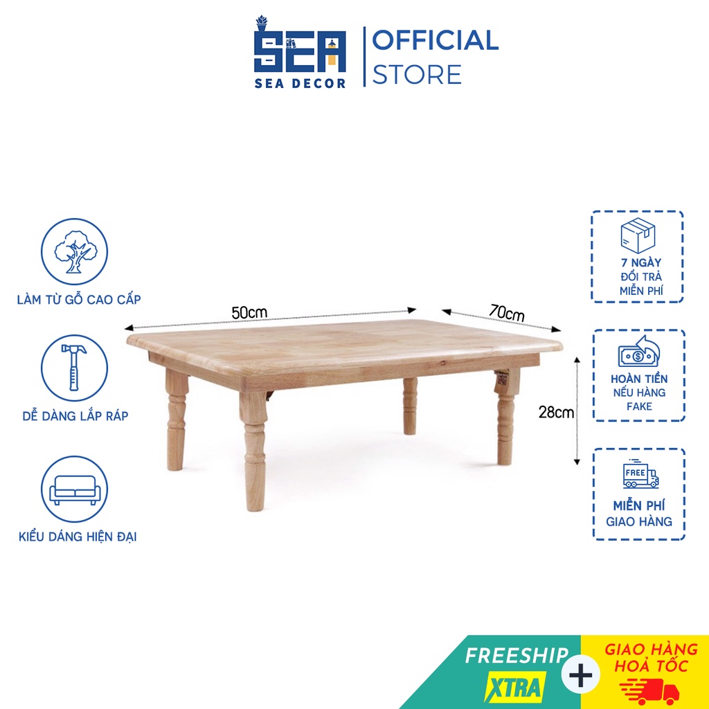 Bàn học gỗ gấp gọn thông minh SEADECOR gỗ tự nhiên cao cấp 50x70cm loại đẹp siêu chắc chắn, chống mối mọt