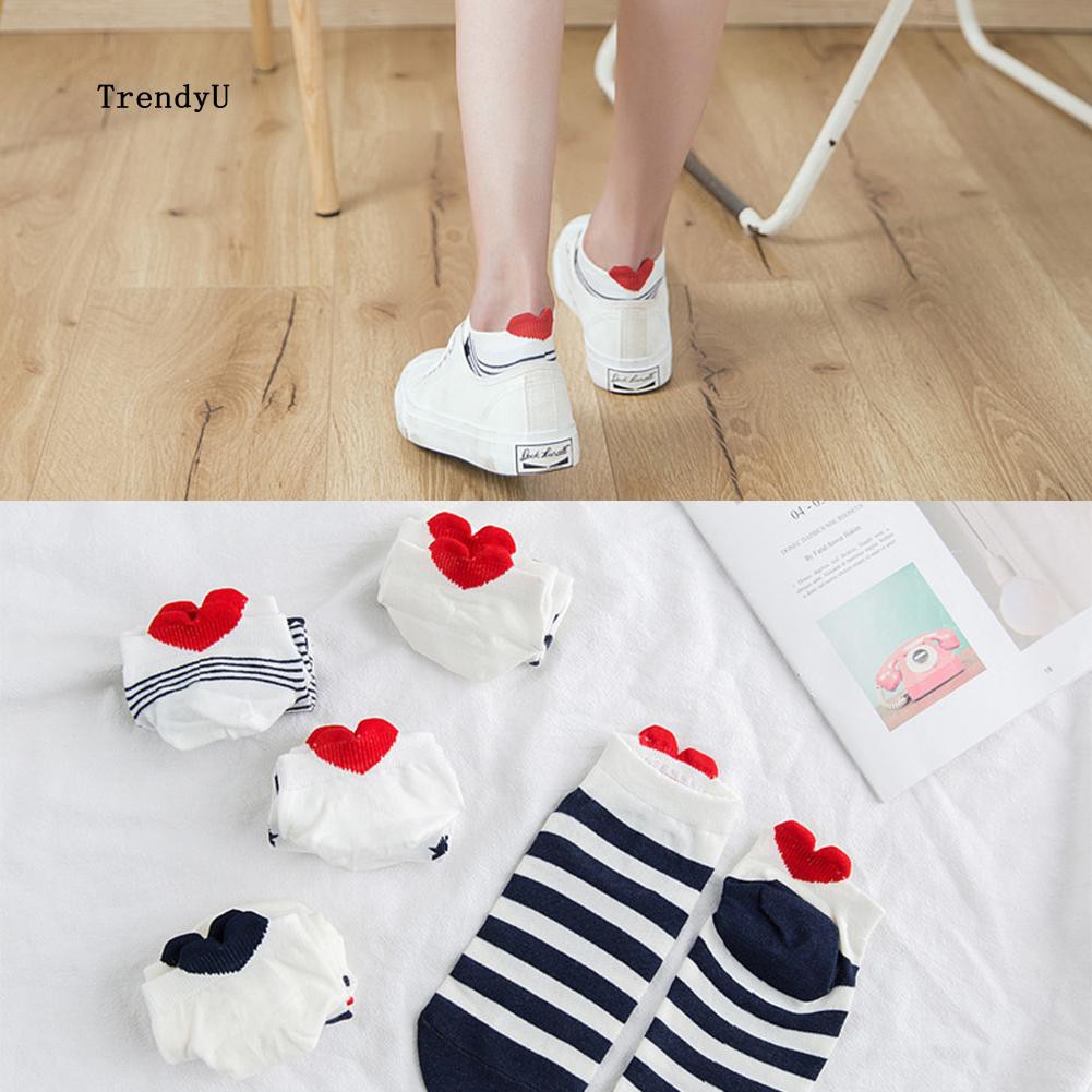 Tất cotton hình trái tim đàn hồi đáng yêu cho nữ