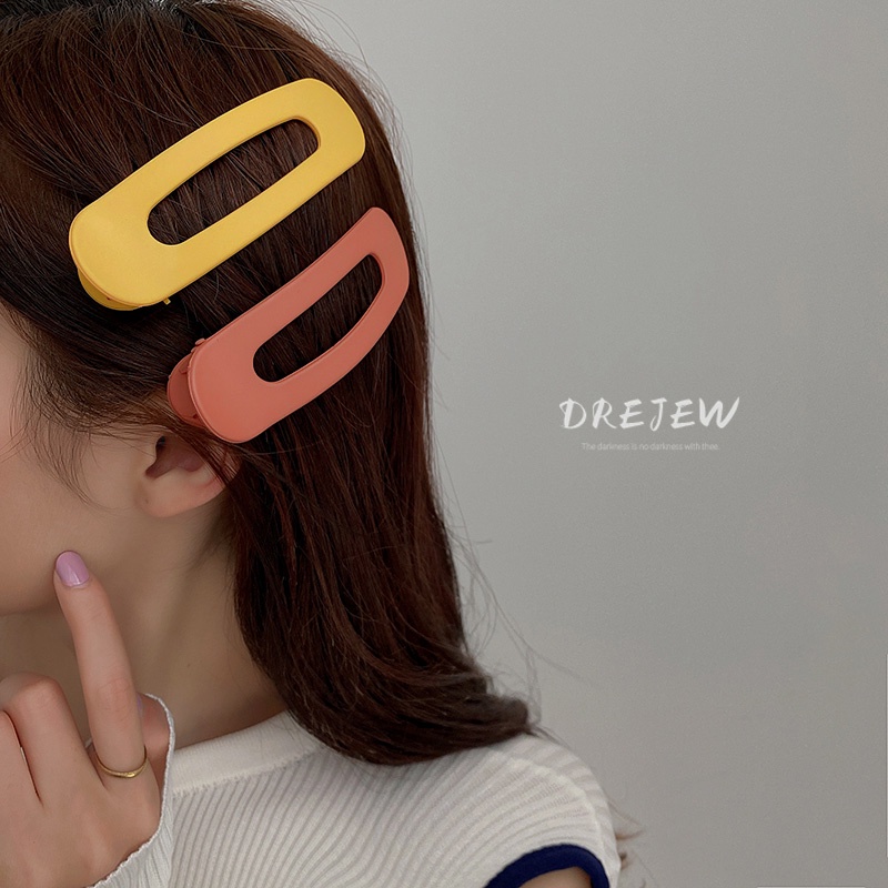DREJEW Kẹp tóc bằng acrylic màu trơn họa tiết hình học phong cách Nhật Hàn