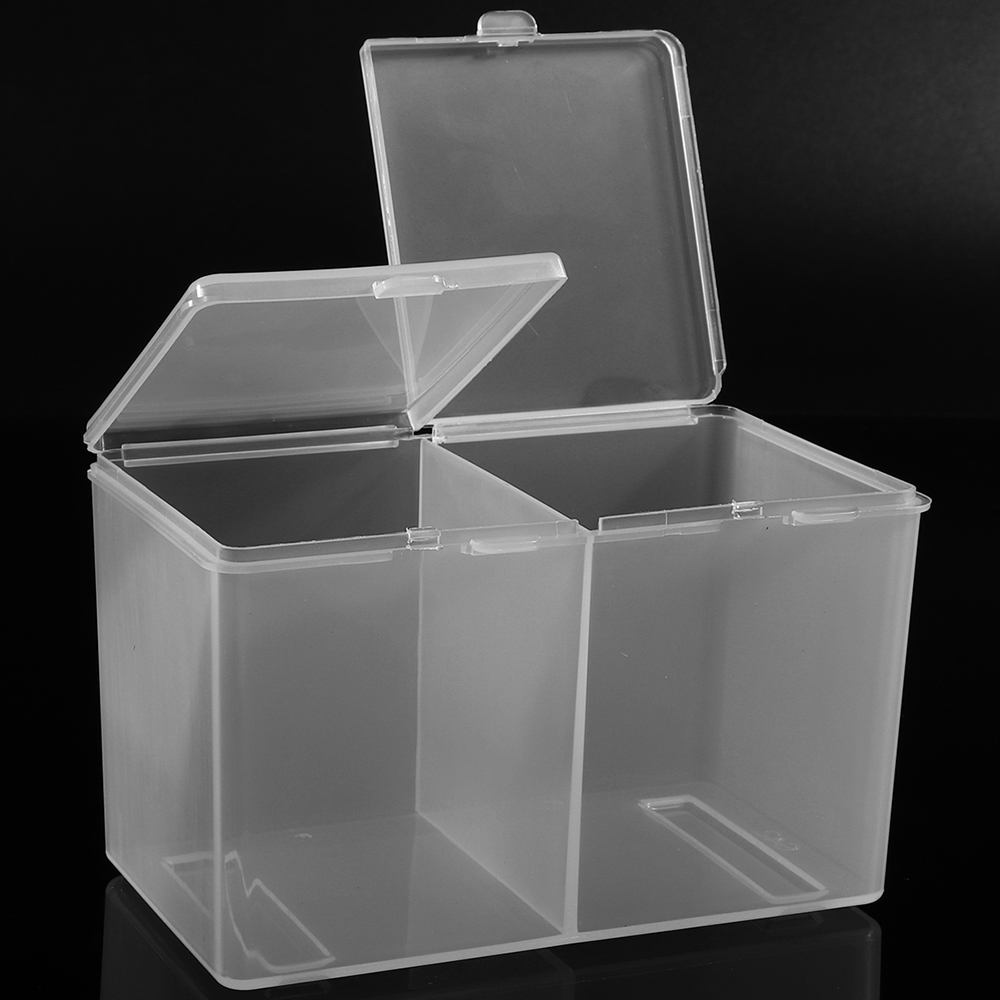 Hộp nhựa 2 ngăn dùng để đựng bông tẩy trang thiết kế tiện dụng