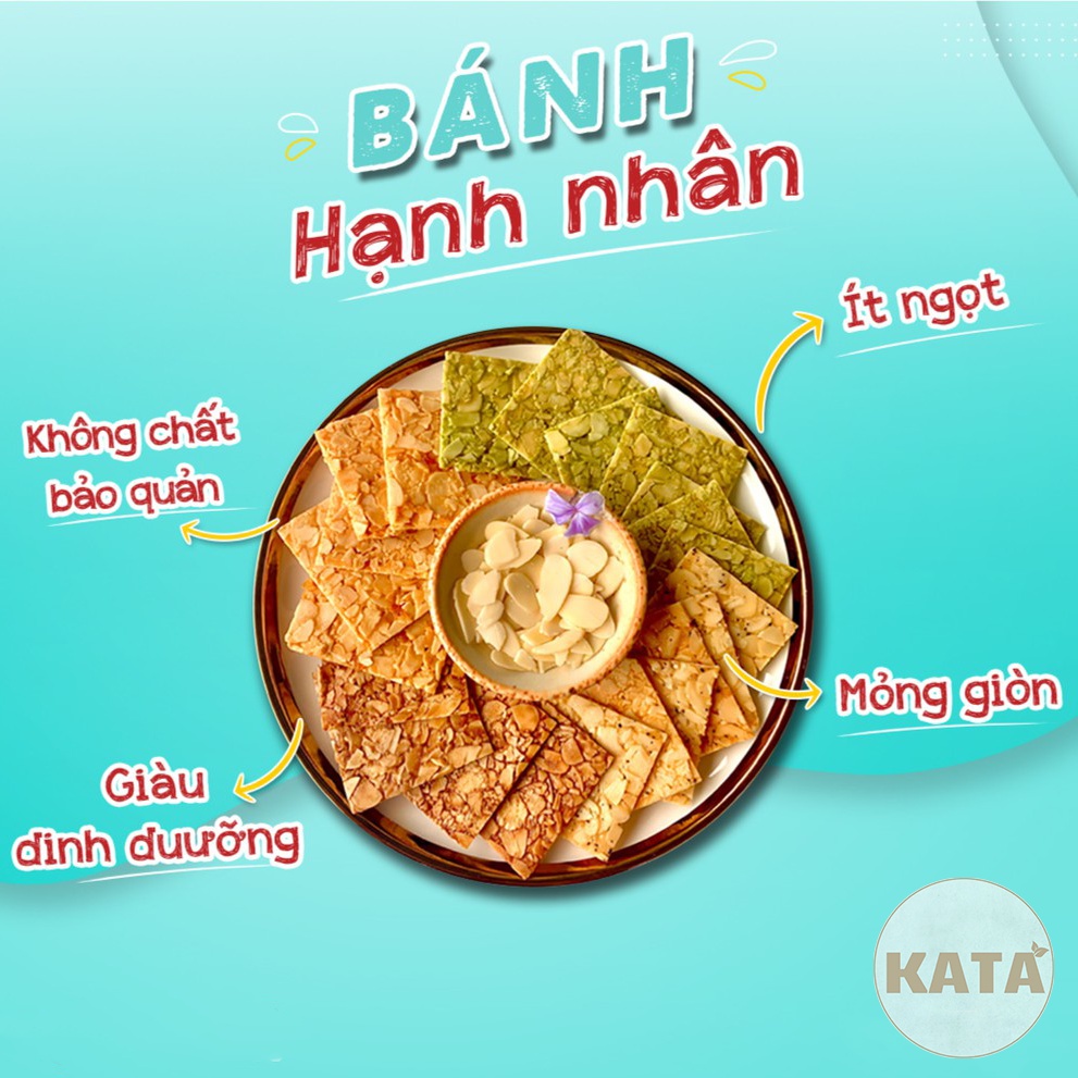 Bánh Ngói Hạnh Nhân ăn vặt giảm cân ăn kiêng, thanh hạt dinh dưỡng homemade KATA Healthy Food 300g | BigBuy360 - bigbuy360.vn