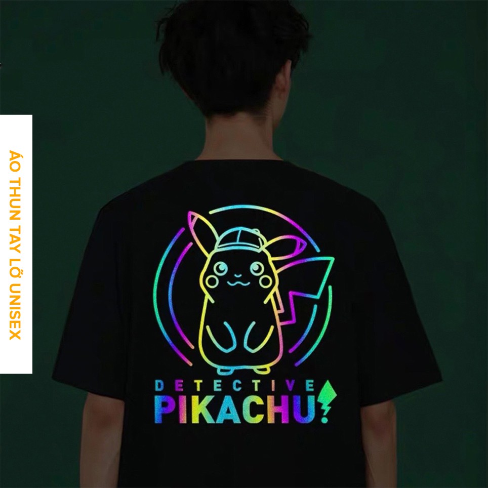 Áo thun phản quang PIKACHU - Form rộng tay lỡ Unisex AOSSI