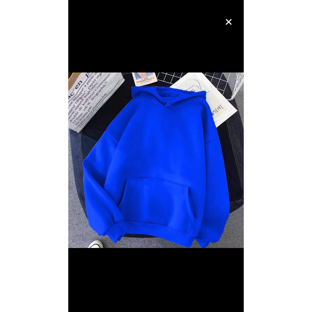 Áo hoodie basic màu xanh coban . hoodie trơn