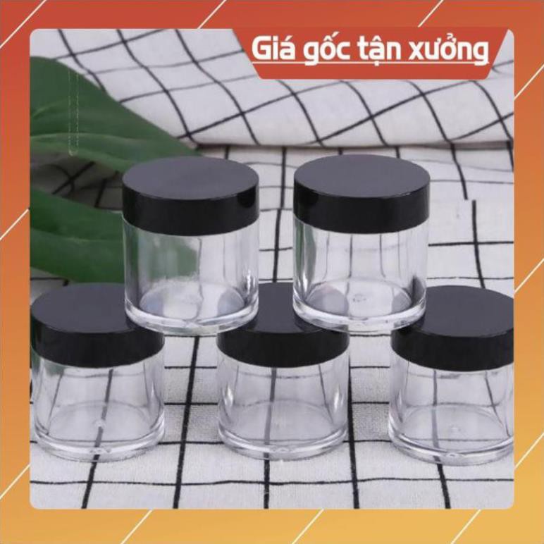 Hũ nhựa trong 10g thân cao nắp đen / Hũ chiết mỹ phẩm / chai lọ chiết mỹ phẩm [Nguồn Chai Lọ Sỉ] , phụ kiện du lịch