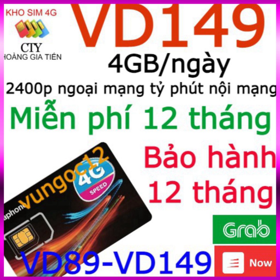 HẠ GIÁ 70% SIM 4G VINA VD149 KM 4GB/NGÀY VÀ VD89 KM 2GB/NGÀY XÀI TRỌN GÓI 1 NĂM KHÔNG TỐN PHÍ DUY TRÌ HẠ GIÁ 70%