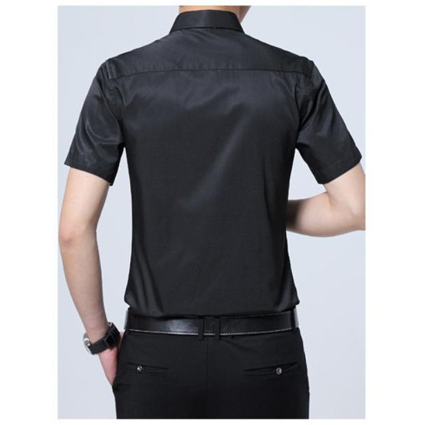 Áo Sơ Mi Lụa Cotton nam Ngắn tay Màu ĐEN (7 Size từ 40kg đến 85kg) - FASHIONQUOCDAI | BigBuy360 - bigbuy360.vn