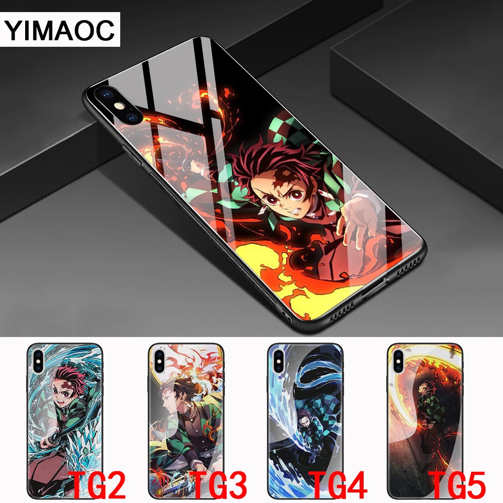 Ốp Điện Thoại Kính Cường Lực In Hình Anime Kimetsu No Yaiba Cho Xiaomi Redmi Note 5 6 7 8 9 Pro 8T P33