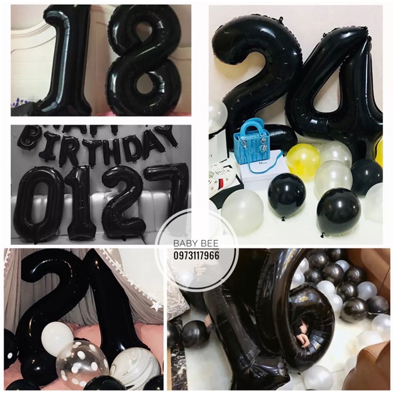 Bóng Số Màu Đen Size 32inch (70cm) Phong Cách Hàn Quốc