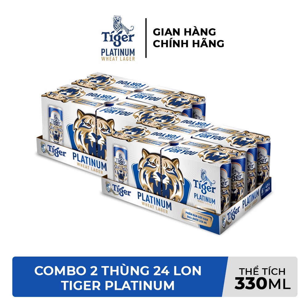 HỎA TỐC HCM - Combo 2 Thùng 24 lon bia lúa mì Tiger Platinum Wheat Lager 330ml/lon